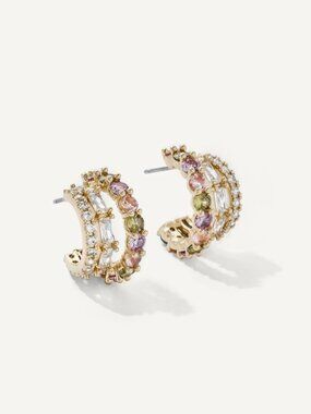 Olive & Piper Gold Cassia Hoops with Pastel Gems